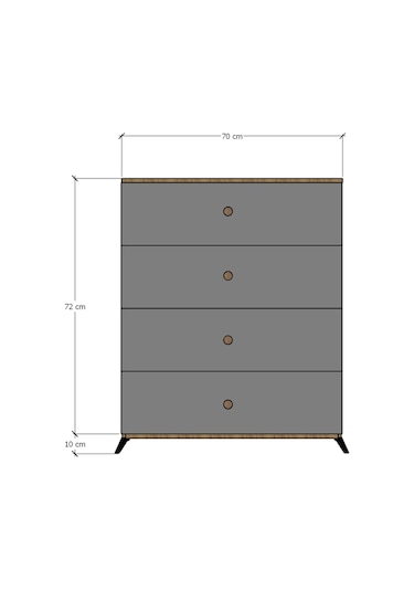 Ahşap Şifonyer Antrasit 68 x 70 x 44