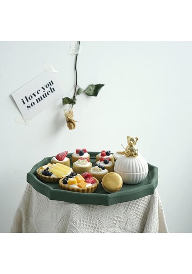 Soğuk Renkli Kurutulmuş Meyve Tepsileri Ahşap Servis Tepsi Gıda Su İçecek Plaka Düğün Tatlı Çanak Kozmetik Depolama Çatal Organizatör Depolama Tepsileri Yeşil Ahşap - Gri