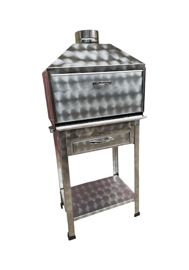 Paslanmaz Kömürlü Mangal 28 X 50 Cm Çekmeceli Dik Bacalı