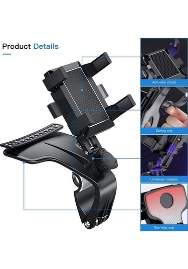 Joyhub Betty Becky Dur Işaretli 1200 Derece Dönen Araba Dashd Cep Telefonu Tutucu Siyah Havalandırma 461eız