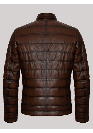 Hakiki Kuzu Derisi Fermuarlı Erkek Deri Mont Taba Taba