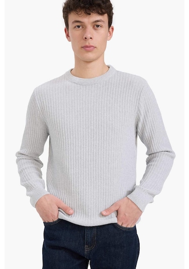 Defacto Standart Fit Bisiklet Yaka Triko Kazak E0811ax25wngr210 Gri