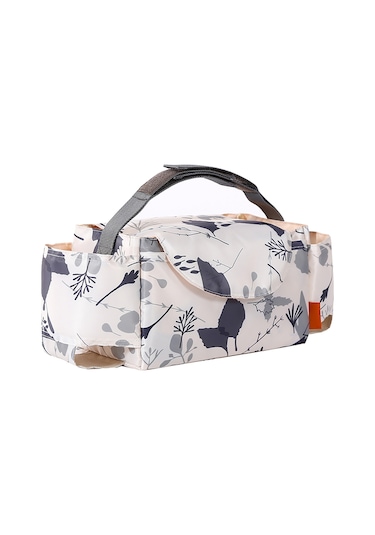 Dianziye Bebek Arabası Organizer Çantası - Su Geçirmez Nylon - Büyük Kapasite - Sütte, Bez, Bardak Ve Diğer Eşyaları Saklayabilir - Bej Yaprak Desenli Bej