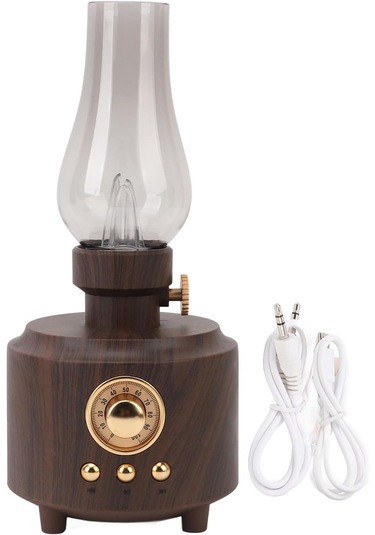 Bukrem Store Retro Ahşap Görünümlü Bluetooth Hoparlör & Lamba Vintage Tasarım, Usb Şarj, Ses & Aydınlatma Kombinasyonu