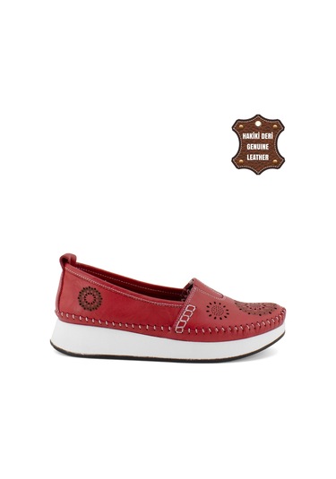 Elit Mn85l21c Kadın Hakiki Deri Espadril Kırmızı Kırmızı