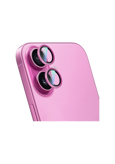 İphone 16 Uyumlu Caseworld Alloy Two-color Serisi Lens Koruyucu Pembe