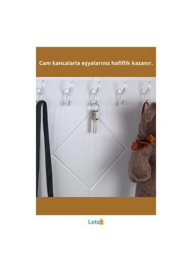 Kendinden Yapışkanlı 5 Kancalı Pratik Askı Çok Renkli