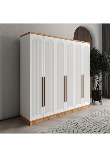 Rosa 6 Kapaklı Komple Mdf Gardırop - Elbise Dolabı