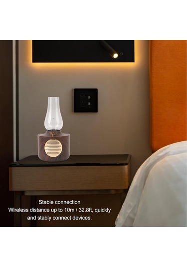 Bukrem Store Retro Ahşap Görünümlü Bluetooth Hoparlör & Lamba Vintage Tasarım, Usb Şarj, Ses & Aydınlatma Kombinasyonu