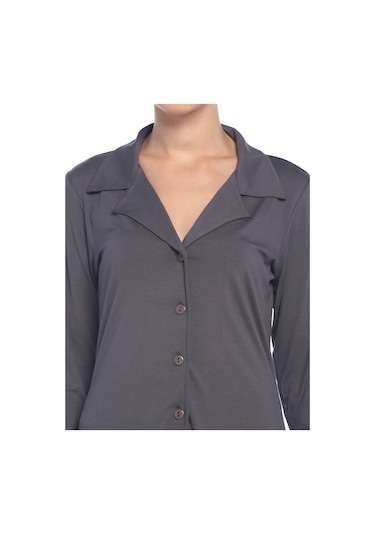 Bulalgiy Kadın Gri Uzun Ceket-Hırka - Bga029712