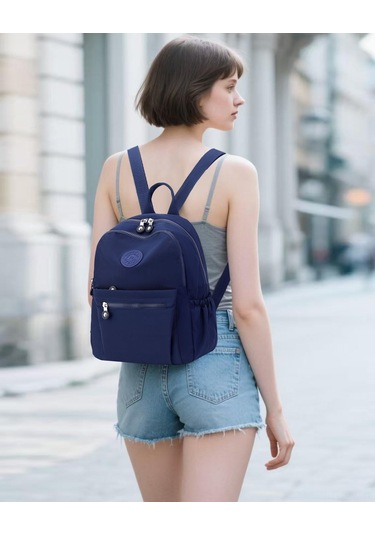 Moveevo Mavi Nilon Çift Çanta - Çift Reşme, Ayarlanabilir Askılar, Günlük Seyahat Ve Hafif Taşıma İçin Çok Amaçlı Sırt Çantası