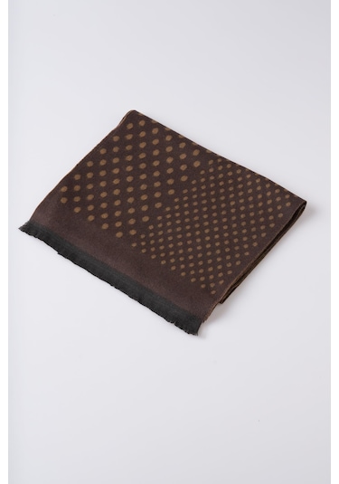 İnce Dokulu Puantiyeli Viskon Şal Kaşkol Atkı Kahverengi