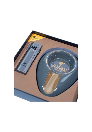 Cohiba Çakmak Küllük İkili Gunmetal Puro Seti - Tr9183