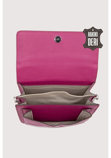 Hakiki Deri Kadın El Çantası Fuşya Smr9022 Fuşya