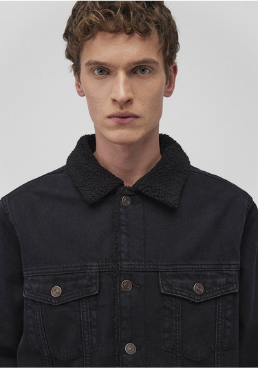 Mavi - Zander Classic Denim Antrasit Suni Kürklü Jean Ceket 0111214-89117 Siyah