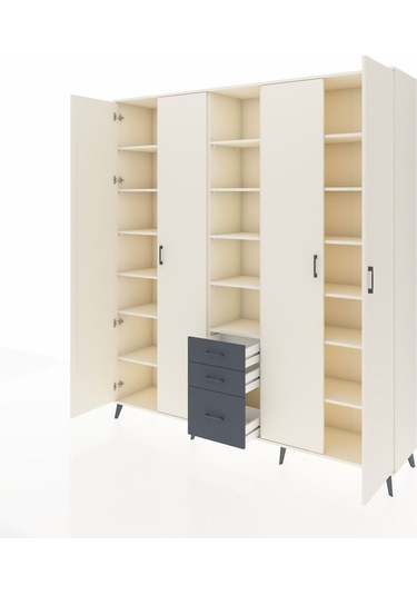 Hyperion Dolap 17 Raflı 3 Çekmeceli 4 Kapaklı 220x44x243 Aytaşı-aytaşı/antrasit Aytası/antrasıt