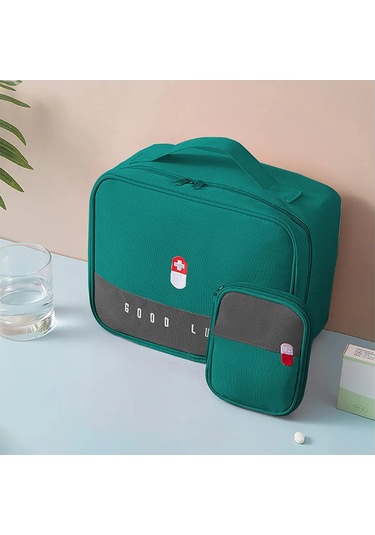 Gajeena 2 Adet Sulu Dayanıklı İlaç Saklama Çantası - Seyahat, Ev, Spor İçin Taşınabilir Tıbbi Malzeme Organizasyon Çantası Yeşil Yeşil
