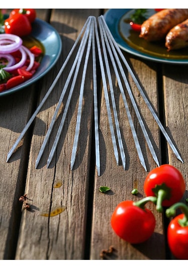 Kuşbaşı Şişi 25 Adet 55 Cm,et Mangal Yassı Şiş,barbekü Şişi,