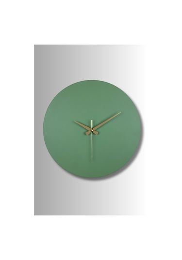 Round Model Modern Metal Sıvama Akar Sessiz Mekanizmalı Duvar Saati 40 40 Cm Yeşil
