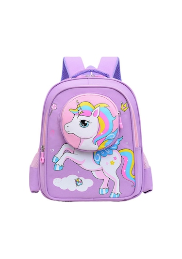 Yeiuyi7 Karikatür Desen Şekli 3 İla 8 Yaşında Anaokulu Çocuk Okul Çantası Mor