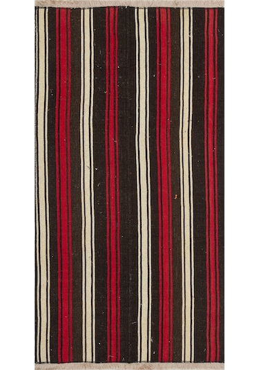 Kırmızı Beyaz Rengi El Dokuma Koyunlu Yün Kilim