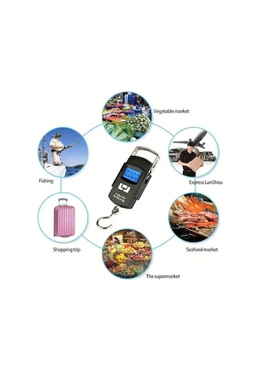 Xuweiwei Siyah 50kg Dijital Bavul Terazisi Seyahat Mutfak Tartısı Siyah