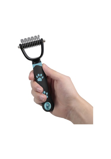 Vkemall Mavi Çift Taraflı Köpek Ve Kedi Tüy Çekici: 6 Dişli Dikme Açıcı + 11 Dişli Tüy Azaltıcı, Ergonomik Tutucu, Uzun/kısa Tüy İçin