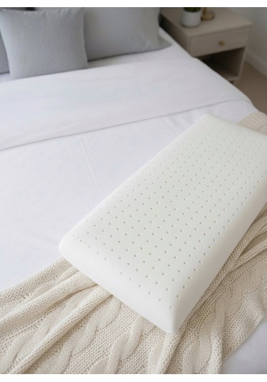 Büyük Boy Hava Kanallı, Nefes Alabilir Ortopedik %100 Visco Yastık Yıkanabilir Kılıf 70x50x15cm Beyaz