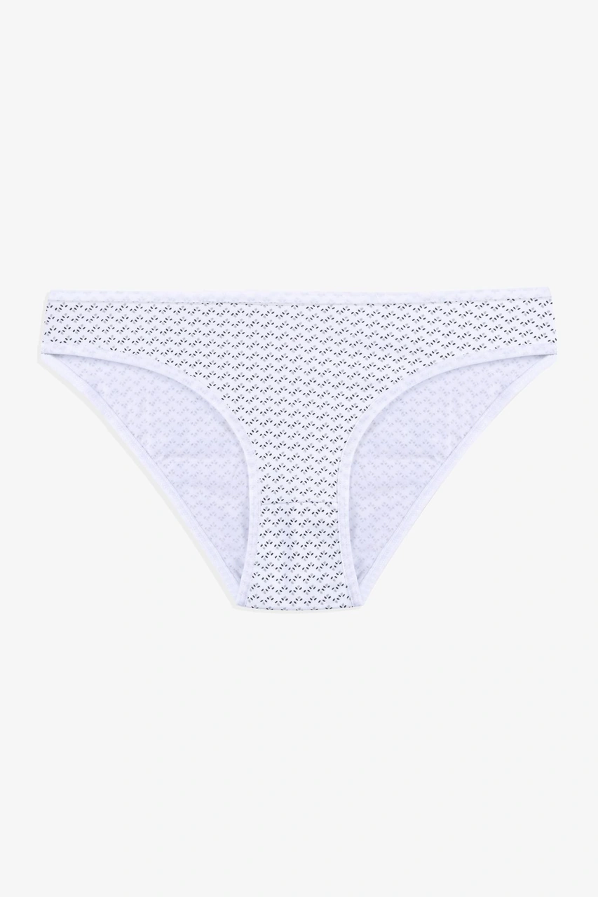 Kadın 3'lü Pamuklu Basic Külot 11040 Beyaz - Siyah