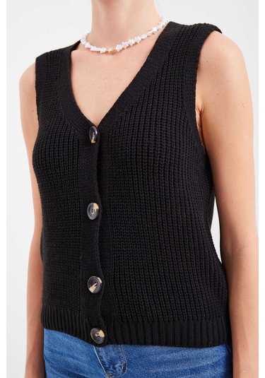 Gabria Kadın Triko Yelek Siyah