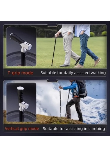 Ronglight Siyah Katlanır Alüminyum Alaşım Yürüyüş Bastonu