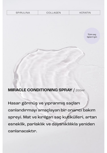 Matsu Miracle Conditioning Sprey Biotinli Onarıcı Kolay Tarama Bakım Spreyi 200 ML