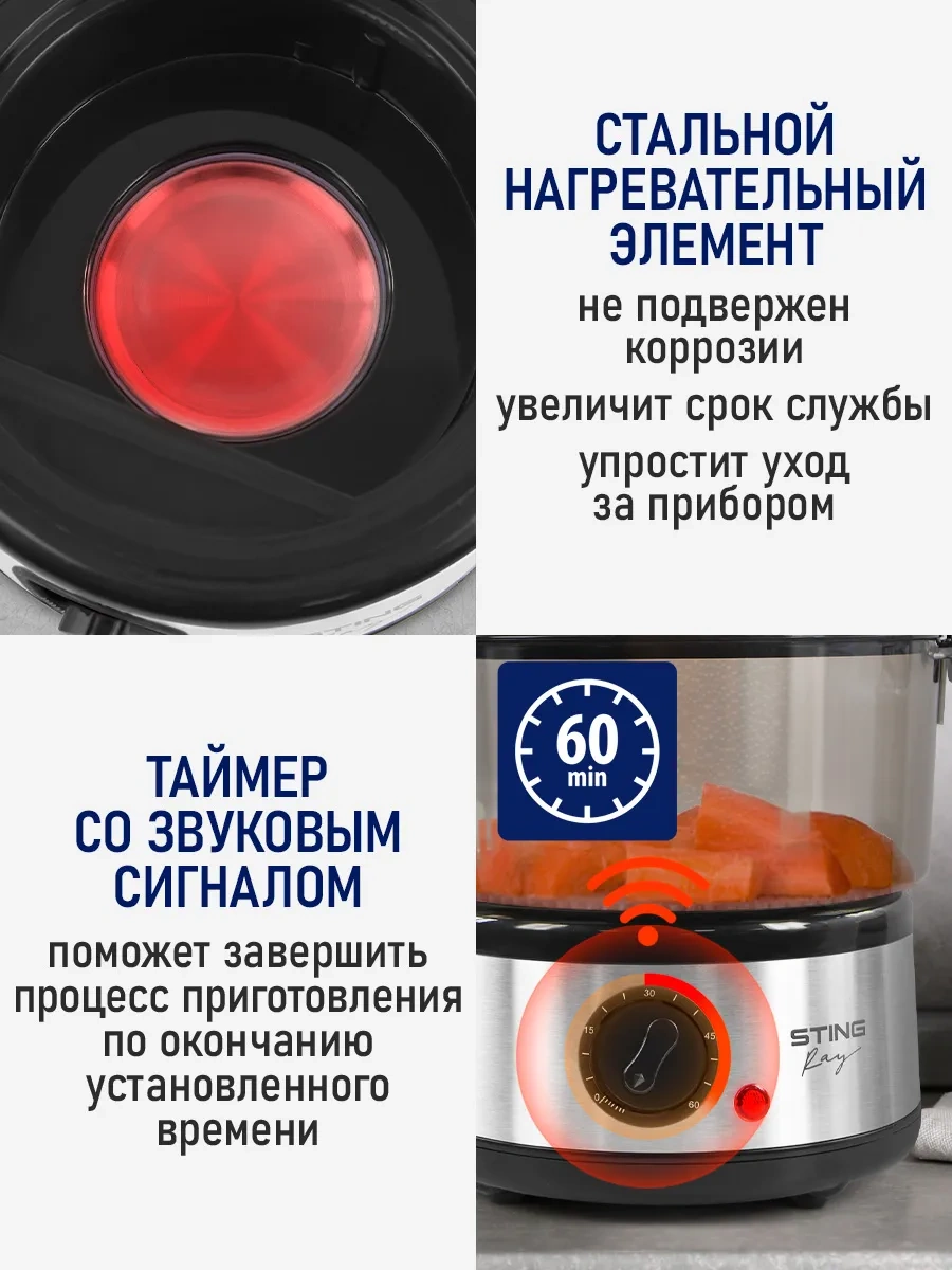 Stıngray 2.5 L Zamanlayıcı Elektrikli Çift Kapaklı Buharlı Pişirici 190621459