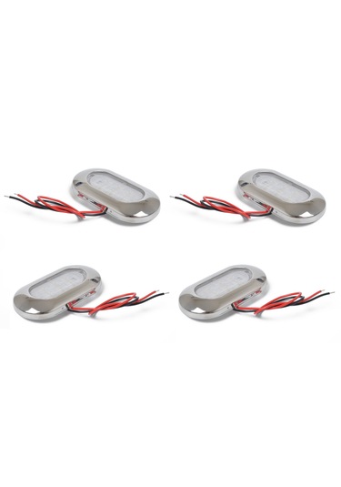 4'lü Tekne Merdiven Lambası. 12v. Krom Çerçeve. Beyaz. Aydınlatma Beyaz