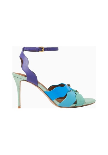 Kurt Geiger Sun Wave %100 Deri Lüks Tasarın Kadın Sandalet Mavi