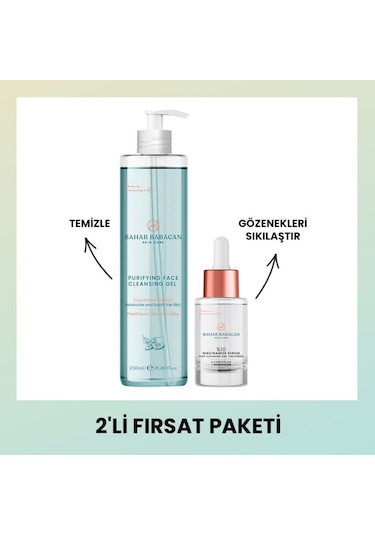 Bahar Babacan Niacinamide Serum 30 ML + Niacinamide ve Salatalık Özlü Arındırıcı Yüz Yıkama Jeli 250 ML