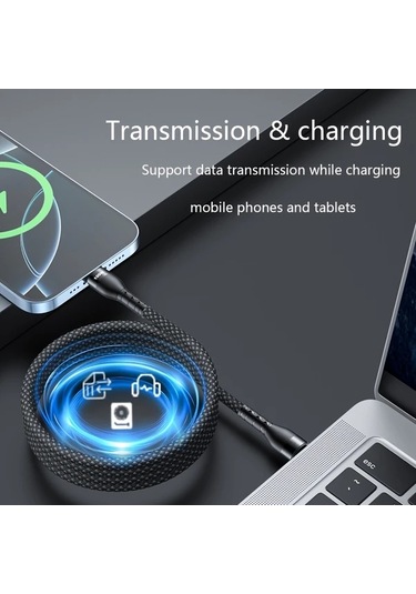 Xuweiwei 100w Magnetic Hızlı Şarj Kablosu Silvery 1.5m  15 16 Ve S24 S25 Uyumlu Seyahat Araç İçin