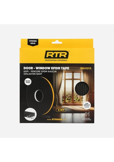Rtrmax Rnu1013 Kapı & Pencere Epdm İzalosyan Bandı Rnu1013 5 Mt Siyah -15 Mm