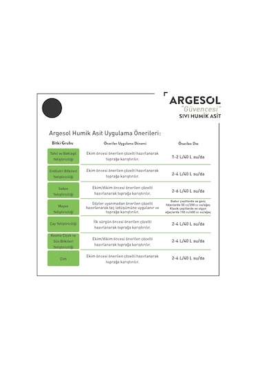Sıvı Humik Asit 5 L Argesol Tarım