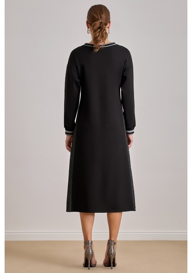 Bilekte Boy Siyah Örme Elbise Siyah