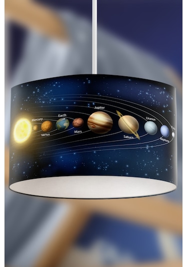 Samanyolu Galaksisi Uzay Desenli Çocuk Sarkıt Avize Mavi