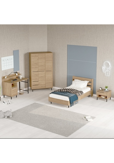 Robin Home Lidya Genç Odası Takımı 4'lü Set Sepet Kahverengi