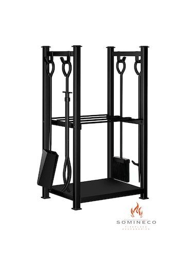 5 Li Ithal Metal Odunluk Raflı Şömine Maşa Aksesuar Seti Ss-001