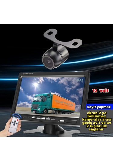 7'' Monitör + 1 Adet Kelebek Kamera Kayıt Yapmaz 12 Volt