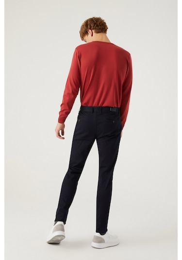 Twn Slim Fit Lacivert Armürlü Chino Pantolon 5ecc3s208232m 101