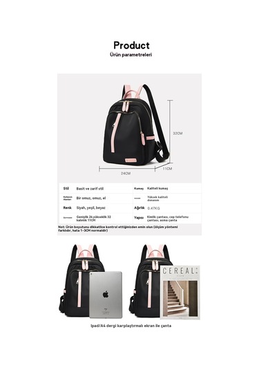 Ülker Statin" Kore Veriyonu "su Geçmez Hafif Sırtçantası Petrol - Siyah