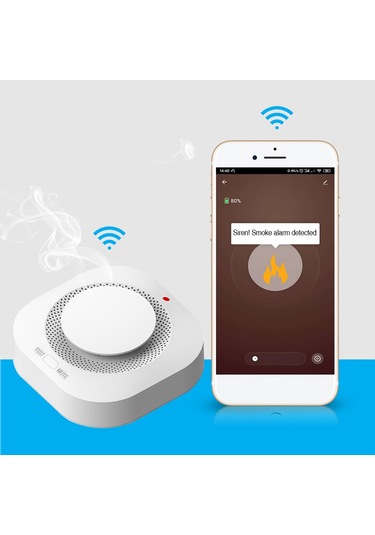 Anjiexun Tuya Wifi Duman Dedektörü Sensörü Akıllı Ev Güvenlik Koruma Alarmı