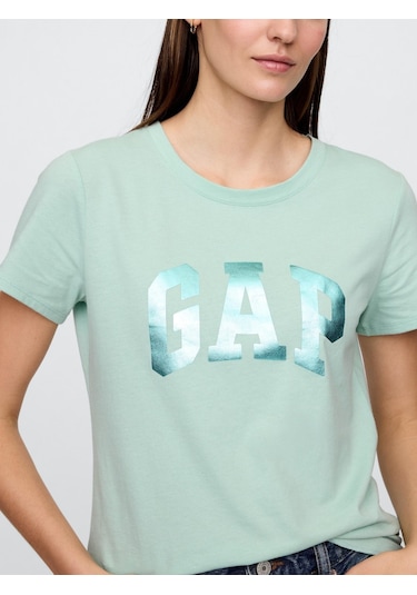 Gap 729555013 V-ss Logo Classic Tee Kadın Tişört Yeşil