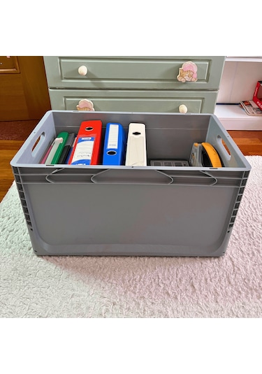 Alpbx 1.kalite Gri Plastik Kasa 60x40x32 Cm - Kutu 65 Litre