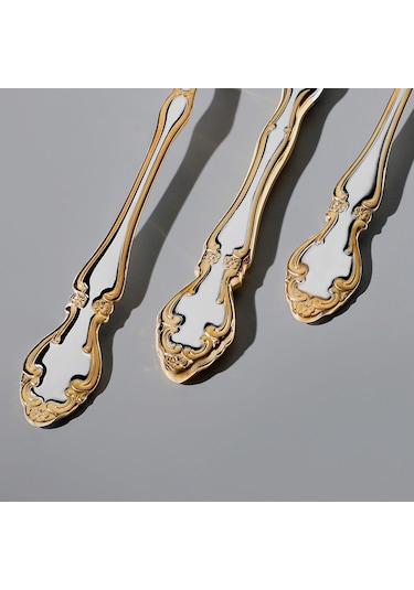 Nehir Adriana Altın Sade 5 Parça Paslanmaz Çelik Servis Takımı